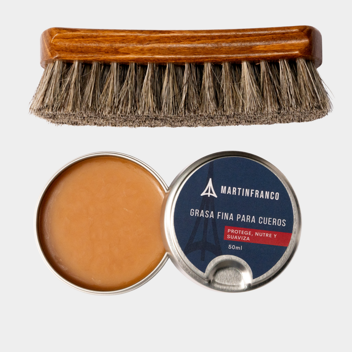 COMBO 2 : Grasa Fina - Crema Esencial - Super Blanco - Shoe Cream Negro - Cepillo Crin